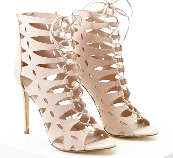 Caged Faux Suede Heels