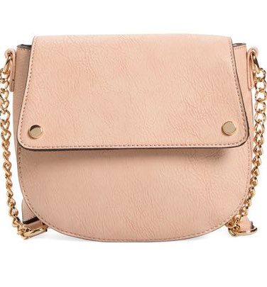 Faux Leather Saddle Flap Crossbody Bag