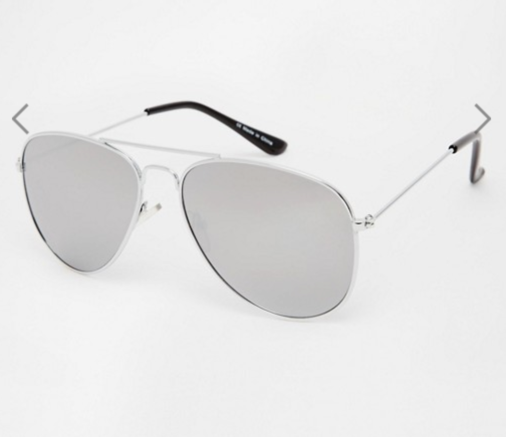 Silver Aviator Sunglasses with Mirrored Lens