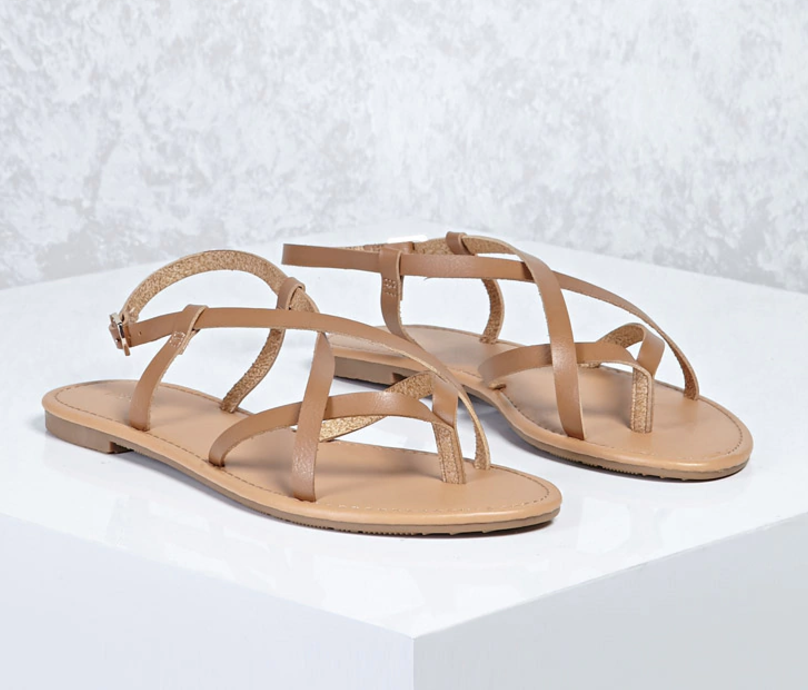 Crisscross Faux Leather Sandals