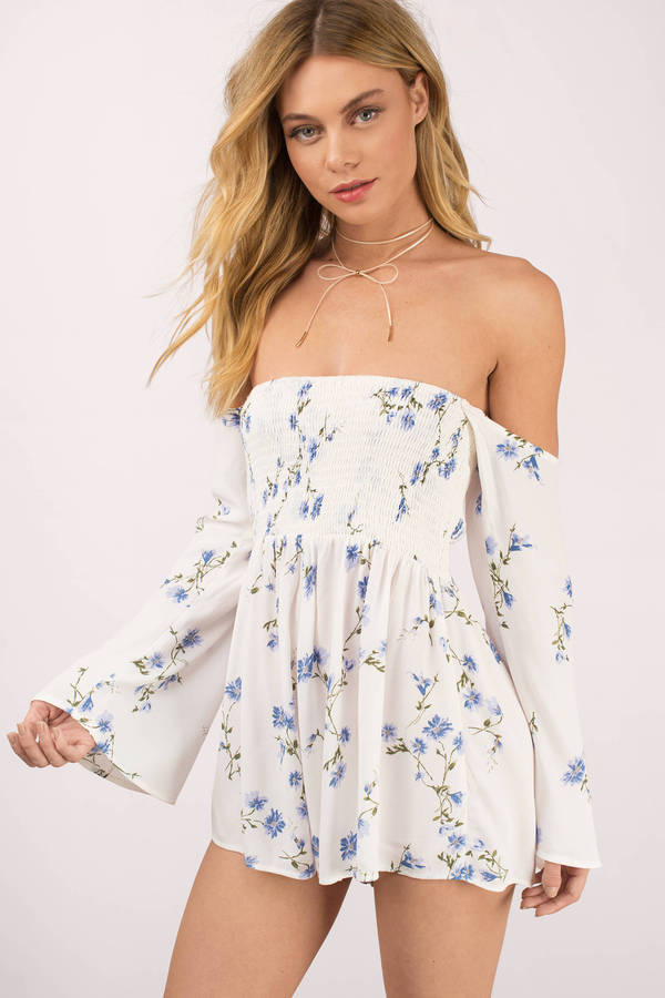 SHOW SOME SKIN WHITE MULTI FLORAL ROMPER