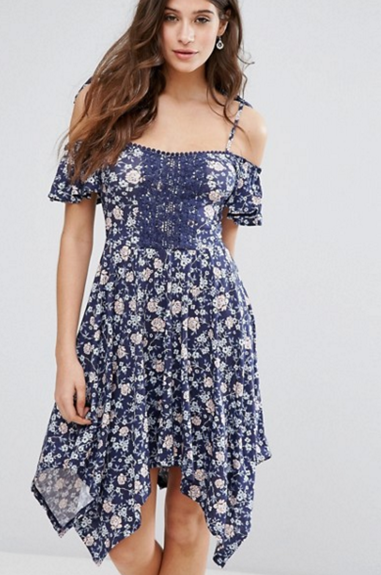 Miss Selfridge Hanky Hem Floral Dress