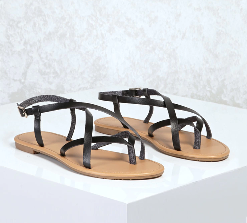 Crisscross Faux Leather Sandals