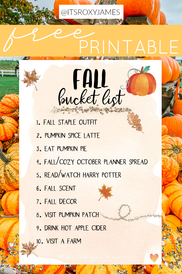 Fall Bucket List Ideas FREE Printable By Roxy James Fall Bucket List Ideas FREE Printable By Roxy James