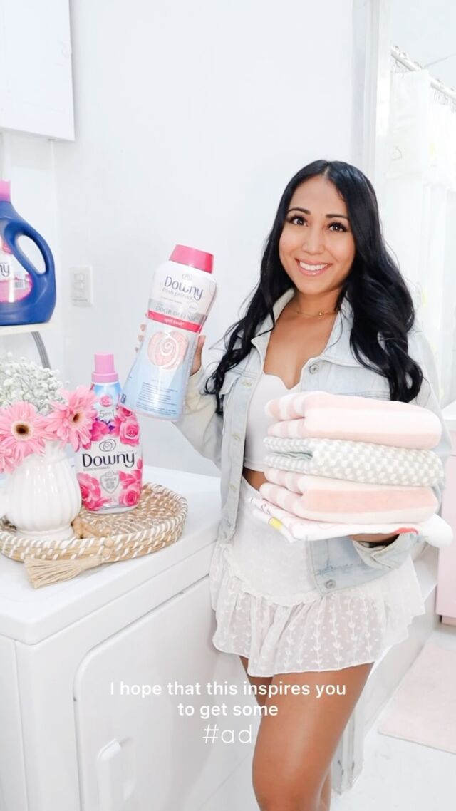 #ad Refreshing my space with fresh flowers, a little spring cleaning, and of course some laundry with Downy Unstoppables @downyla! 🫧✨ I’m using the April Fresh Scent Booster Beads for a crisp, clean floral fragrance that lasts up to 12 weeks. Just shake, toss, and wash! Now my towels smell heavenly 🌸 #BlastOfFreshness #SniffItToBelieveIt
